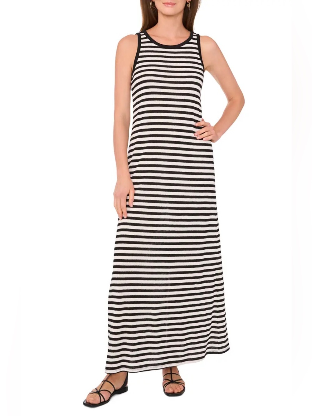 Vince Camuto  Black and White Striped  knitted Maxi Tank Dress